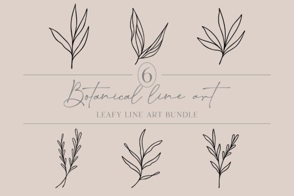 Leaf Art Bundle of 6 Line Art Vectors