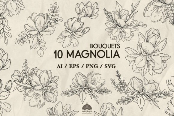 Magnolia Bouquets SVG PNG EPS