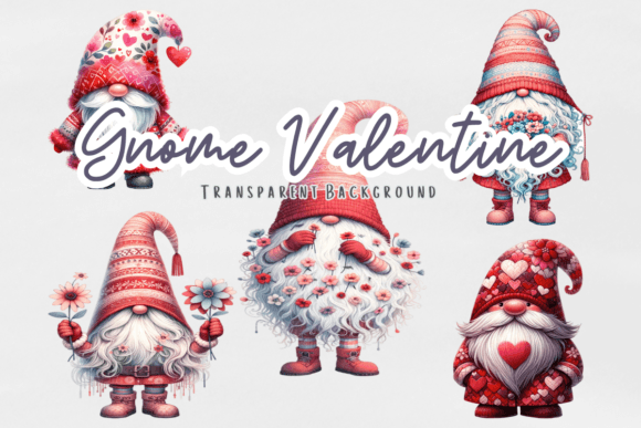Valentine Gnome Clipart Watercolor Love